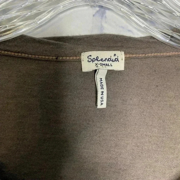 Splendid Henley Tab Sleeve Shirt Top - Picture 4 of 6